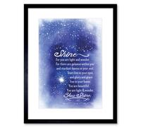 Artery8 Wall Art Print Quote Shine Stars Artwork Framed 9X7 Inch