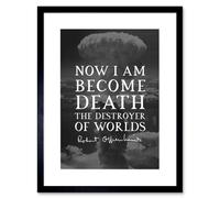 Artery8 Wall Art Print Quote Slate Robert Oppenheimer I am Become Death Destroyer of Worlds Father of Atomic Bomb Artwork Framed 9X7 Inch Artery8 Black W7" x H9"
