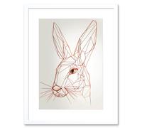 Artery8 Wall Art Print Rabbit Polygon Head Minimal Line Drawing Portrait Artwork Framed 9X7 Inch in White | Size: W7" x H9" Artery8 White W7" x H9"