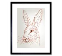 Artery8 Wall Art Print Rabbit Polygon Head Minimal Line Drawing Portrait Artwork Framed 9X7 Inch in Black | Size: W7" x H9" Artery8 Black W7" x H9"
