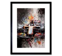 Artery8 Wall Art Print Race Car Grand Prix Multicoloured Modern Artwork Framed 9X7 Inch
