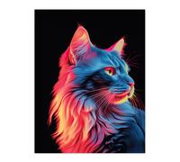 Artery8 Wall Art Print Ragamuffin Cat Artwork No 1 By Karen Peters Elegant Bright Uplit Pastel Toned Light Painting Poster | Size: W18" x H24" Artery8 Multicolor W18" x H24"