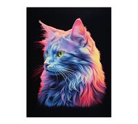 Artery8 Wall Art Print Ragamuffin Cat Artwork No 2 By Karen Peters Bright Uplit Pastel Toned Light Elegant Painting Poster | Size: W18" x H24" Artery8 Multicolor W18" x H24"