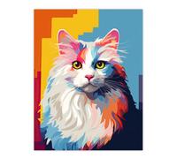 Artery8 Wall Art Print Ragdoll Cat Lover Gift Pet Portrait Orange Blue Purple Artwork Painting Poster | Size: W12" x H16" Artery8 Multicolor W12" x H16"