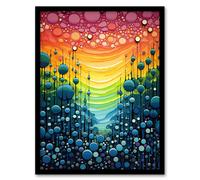 Artery8 Wall Art Print Rainbow Bubbles Abstract Colourful Painting Artwork Bold Vibrant Art Framed in Black | Size: A4 Artery8 Black A4