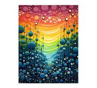 Artery8 Rainbow Bubbles Abstract Colourful Painting Artwork Bold Vibrant Extra Large XL Wall Art Poster Print