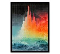 Artery8 Wall Art Print Rainbow Colour Forest Trees Vibrant Mountain Landscape Framed Art in Orange | Size: W12" x H16" Artery8 Orange W12" x H16"