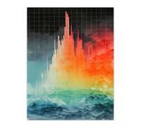 Artery8 Wall Art Print Rainbow Colour Forest Trees Vibrant Mountain Landscape Poster in Orange | Size: W12" x H16" Artery8 Orange W12" x H16"