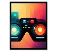 Artery8 Wall Art Print Rainbow Retro Goggle Headset 3D Tech Futuristic Gadget Art Framed in Black | Size: W12" x H16" Artery8 Black W12" x H16"