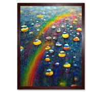 Artery8 Wall Art Print Raindrops On Rainbow Light Prism Oil Painting Art Framed in Brown | Size: W12" x H16" Artery8 Brown W12" x H16"