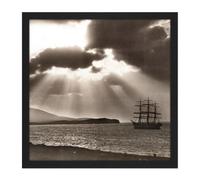 Artery8 Wall Art Print Rattar Wind Bound Lerwick Clipper Ship Maella Photo Square Framed Picture 16X16 Inch in Black | Size: W16" x H16" Artery8 Black W16" x H16"