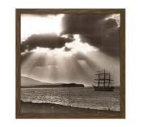 Artery8 Wall Art Print Rattar Wind Bound Lerwick Clipper Ship Maella Photo Square Framed Picture 16X16 Inch in Brown | Size: W16" x H16" Artery8 Brown W16" x H16"