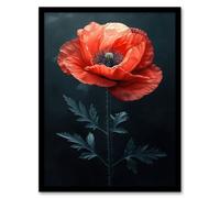 Artery8 Realistic Red Poppy Painting Dramatic and Bold For Living Room Artwork Framed Wall Art Print A4