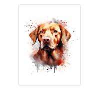 Artery8 Wall Art Print Red Labrador Retriever Lovers Gift Watercolour Pet Portrait Painting Artwork Poster | Size: W12" x H16" Artery8 Multicolor W12" x H16"