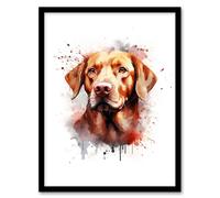 Artery8 Red Labrador Retriever Lovers Gift Watercolour Pet Portrait Painting Artwork Artwork Framed Wall Art Print A4