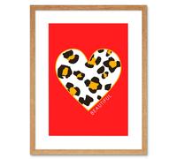 Artery8 Wall Art Print Red Leopard Beautiful Framed in Beige | Size: W7" x H9" Artery8 Beige W7" x H9"