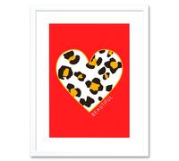 Artery8 Wall Art Print Red Leopard Beautiful Framed in White | Size: W7" x H9" Artery8 White W7" x H9"