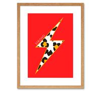 Artery8 Wall Art Print Red Leopard Strong Framed in Beige | Size: W7" x H9" Artery8 Beige W7" x H9"