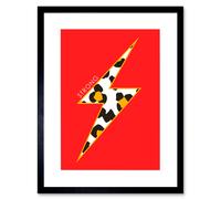Artery8 Wall Art Print Red Leopard Strong Framed in Black | Size: W7" x H9" Artery8 Black W7" x H9"