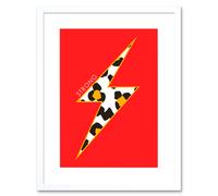 Artery8 Wall Art Print Red Leopard Strong Framed in White | Size: W7" x H9" Artery8 White W7" x H9"