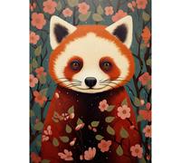 Artery8 Wall Art Print Red Panda Cute Tree Blossom Kids Bedroom Artwork Poster | Size: W12" x H16" Artery8 Multicolor W12" x H16"