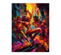 Artery8 Wall Art Print Reggaeton Modern Urban Street Dance Reggae Music Latin American Dance Hall Painting Rhythm Body Energy Theatre Arts Artwork Artery8 Multicolor W12" x H16"