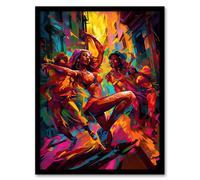 Artery8 Wall Art Print Reggaeton Modern Urban Street Dance Reggae Music Latin American Dance Hall Painting Rhythm Body Energy Theatre Arts Artwork Artery8 Multicolor W12" x H16"