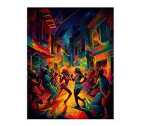Artery8 Wall Art Print Reggaeton Urban Street Dance Reggae Music Latin American Dance Hall Colourful Rhythm Body Energy Theatre Arts Artwork Poster Artery8 Multicolor W12" x H16"