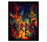 Artery8 Wall Art Print Reggaeton Urban Street Dance Reggae Music Latin American Dance Hall Colourful Rhythm Body Energy Theatre Arts Artwork Art Artery8 Multicolor W12" x H16"