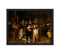 Artery8 Wall Art Print Rembrandt Night Watch Scene The Shooting Company Large Framed Wall Décor Art in Light Oak | Size: W18" x H24" Artery8 Light Oak W18" x H24"