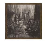 Artery8 Wall Art Print Rembrandt The Three Crosses Square Framed Picture 16X16 Inch in Brown | Size: W16" x H16" Artery8 Brown W16" x H16"