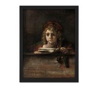 Artery8 Wall Art Print Rembrandt Titus At His Desk Large Framed Wall Décor Art in White | Size: W18" x H24" Artery8 White W18" x H24"