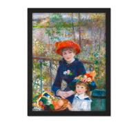 Artery8 Wall Art Print Renoir Two Sisters On The Terrace Large Framed Wall Décor Art in Brown | Size: W18" x H24" Artery8 Brown W18" x H24"