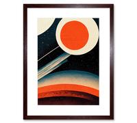 Artery8 Wall Art Print Retro Boho Space Starscape Abstract Mid Century Style Navy Teal Orange Cream Artwork Framed 9X7 Inch in Brown | Size: W7" x H9" Artery8 Brown W7" x H9"