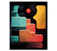 Artery8 Framed Wall Art Retro Dj Decks Vintage Style Abstract Turntable - 12X16 Inch