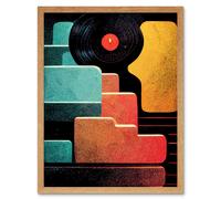 Artery8 Wall Art Print Retro DJ Decks Vintage Style Abstract Turntable Art Framed in Light Oak | Size: W12" x H16" Artery8 Light Oak W12" x H16"