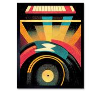 Artery8 Framed Wall Art Retro Record Player Dj Decks Turntable Abstract - 12X16 Inch