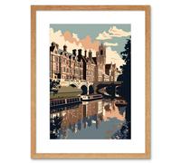 Artery8 Wall Art Print River Cam & University of Cambridge Buildings Artwork Framed 9X7 Inch in Beige | Size: W7" x H9" Artery8 Beige W7" x H9"