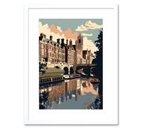 Artery8 Wall Art Print River Cam & University of Cambridge Buildings Artwork Framed 9X7 Inch in White | Size: W7" x H9" Artery8 White W7" x H9"