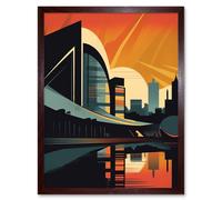 Artery8 Wall Art Print River Clyde Walkway Modern Glasgow Cityscape Art Framed in Brown | Size: W12" x H16" Artery8 Brown W12" x H16"