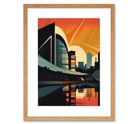 Artery8 Wall Art Print River Clyde Walkway Modern Glasgow Cityscape Artwork Framed 9X7 Inch in Beige | Size: W7" x H9" Artery8 Beige W7" x H9"