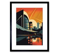 Artery8 Wall Art Print River Clyde Walkway Modern Glasgow Cityscape Artwork Framed 9X7 Inch in Black | Size: W7" x H9" Artery8 Black W7" x H9"