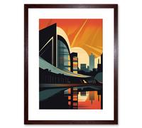 Artery8 Wall Art Print River Clyde Walkway Modern Glasgow Cityscape Artwork Framed 9X7 Inch in Brown | Size: W7" x H9" Artery8 Brown W7" x H9"