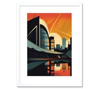 Artery8 Wall Art Print River Clyde Walkway Modern Glasgow Cityscape Artwork Framed 9X7 Inch in White | Size: W7" x H9" Artery8 White W7" x H9"