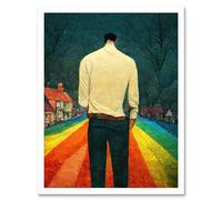 Artery8 Wall Art Print Road To Acceptance LGBTQ Conceptual Modern Art Framed in White | Size: W12" x H16" Artery8 White W12" x H16"