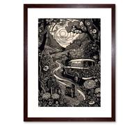 Artery8 Wall Art Print Road Trip Stop by Countryside Forest Landscape Artwork Framed 9X7 Inch in Brown | Size: W7" x H9" Artery8 Brown W7" x H9"