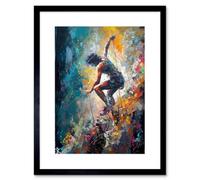 Artery8 Wall Art Print Rock Climber Multicoloured Mountain Cliff Descent Artwork Framed 9X7 Inch