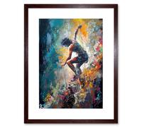 Artery8 Wall Art Print Rock Climber Multicoloured Mountain Cliff Descent Artwork Framed 9X7 Inch in Brown | Size: W7" x H9" Artery8 Brown W7" x H9"