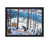 Artery8 Wall Art Print Roerich Sait Sergius Builder Symbolism Painting Large Framed Wall Décor Art in Light Oak | Size: W18" x H24" Artery8 Light Oak W18" x H24"