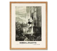 Artery8 Wall Art Print Romeo & Juliet French Advert Theatre Stage Play Shakespeare France Vintage Opera Poster Art Framed | Size: W12" x H16" Artery8 Light Oak W12" x H16"